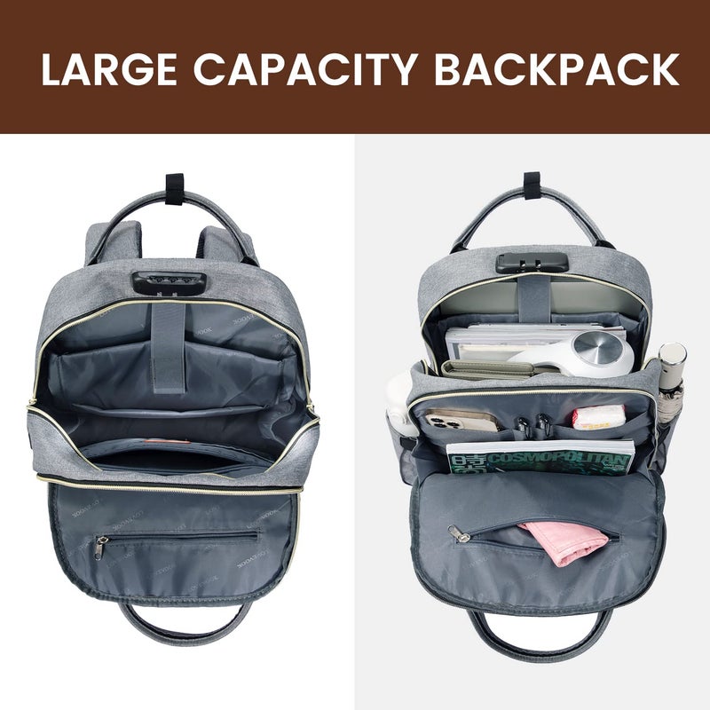 Lovevook LOVEVOOK Laptop Backpack for Women & Men, Unisex Travel Anti-theft Work Bag, Business Computer College Backpacks Purse, Casual Hiking Outdoor Carry On Daypack with Lock, Fits 15.6 Inch Laptop, Grey  - Image 2