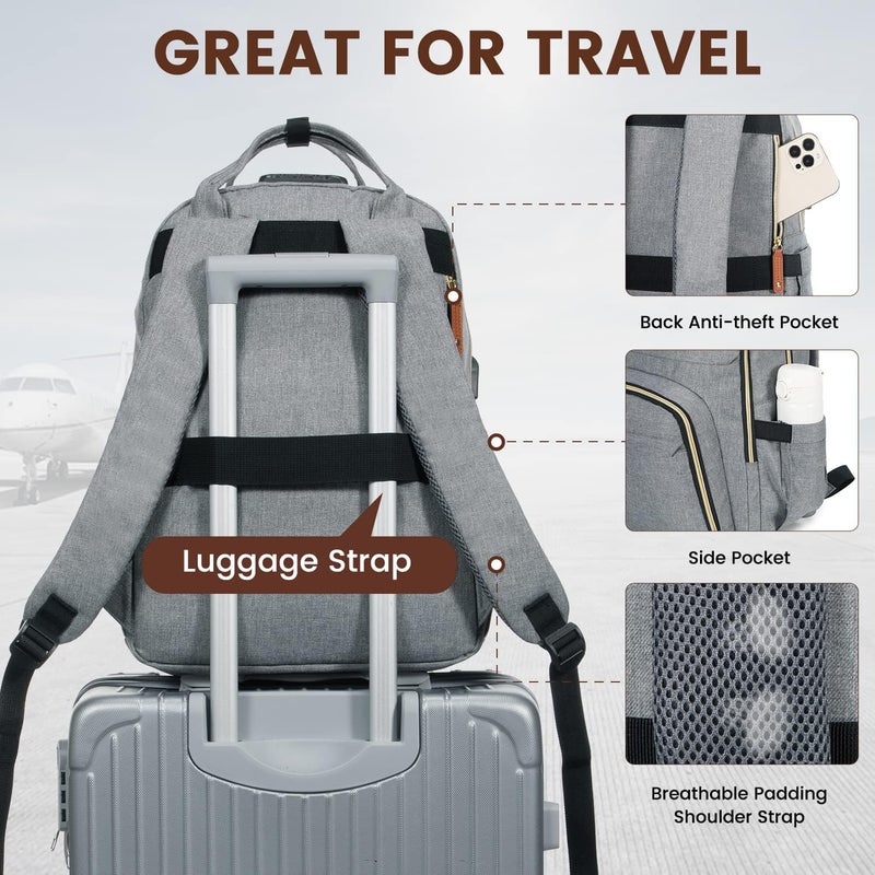 Lovevook LOVEVOOK Laptop Backpack for Women & Men, Unisex Travel Anti-theft Work Bag, Business Computer College Backpacks Purse, Casual Hiking Outdoor Carry On Daypack with Lock, Fits 15.6 Inch Laptop, Grey  - Image 4