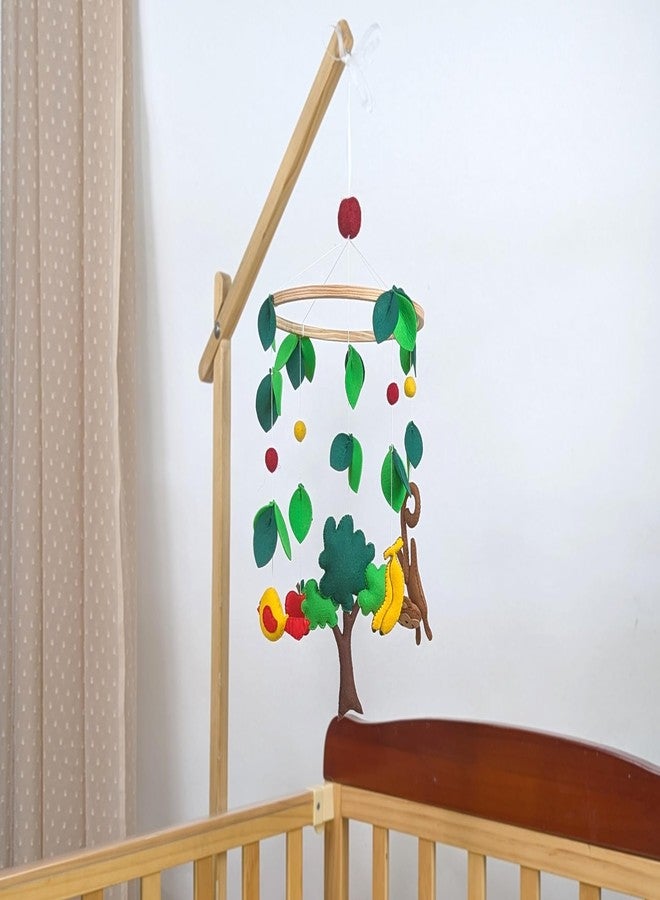 AGD Handmade لعبة معلقة يدوية الصنع على شكل قرد غابة من AGD، ديكور غرفة أطفال مستوحى من حيوانات السفاري، لعبة معلقة على سرير الطفل، قطعة ديكور لغرفة نوم الأطفال، شجرة، موز، طائر، تفاحة - Image 2