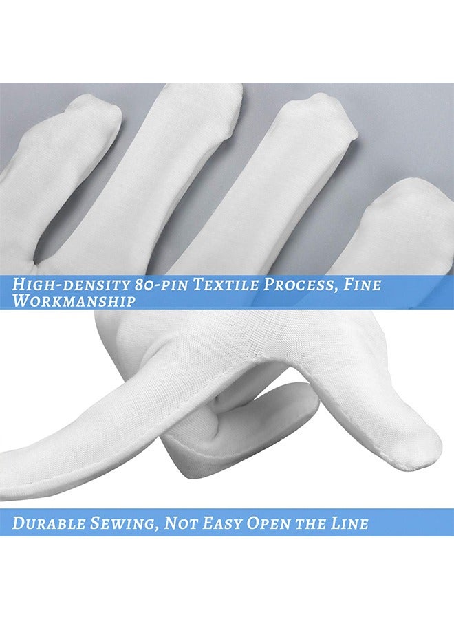 3 pairs of white cotton gloves  suitable for eczema SPA moisturizing-work etiquette gloves padding service clothing inspection, (white) - Image 2