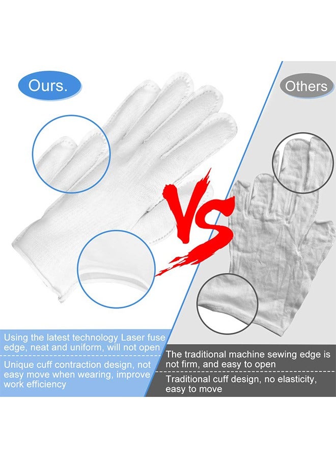 3 pairs of white cotton gloves  suitable for eczema SPA moisturizing-work etiquette gloves padding service clothing inspection, (white) - Image 5