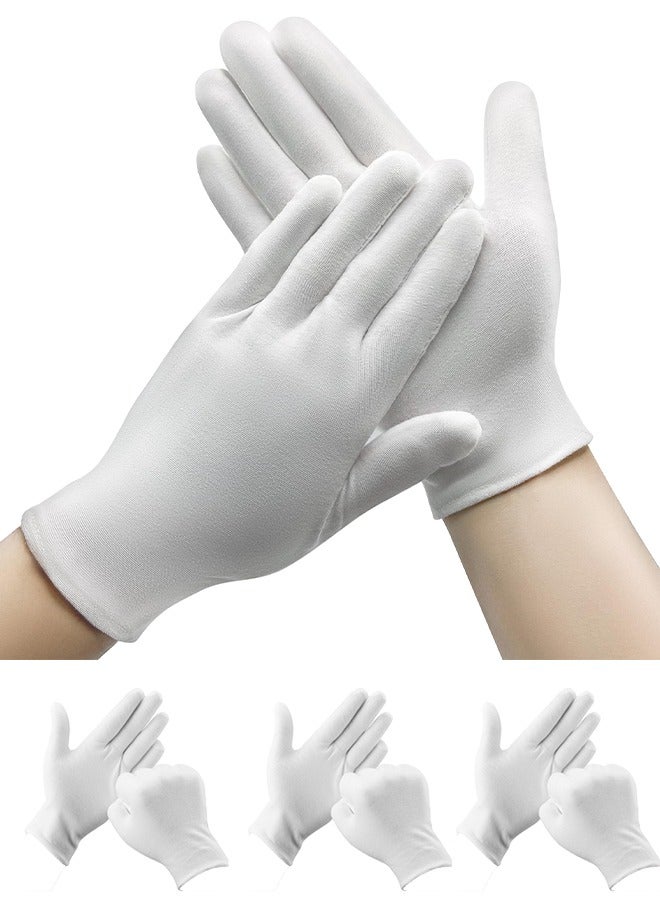 3 pairs of white cotton gloves  suitable for eczema SPA moisturizing-work etiquette gloves padding service clothing inspection, (white) - Image 1