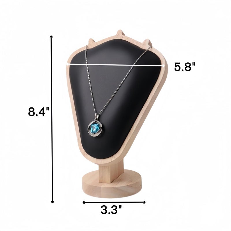 SWTOOL Natural Body Wood Necklace Display Stand with Beige Flannelette Soft Mat Necklace Holder Organizer Desktop Stand for Home Store Dresser-3.3"x5.8"x8.4" - Image 2