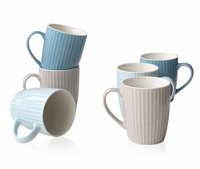 MIWARE 11 Ounce Porcelain Mugs Set of 6 Coffee Mugs for Tea Milk Hot Cocoa Multicolor