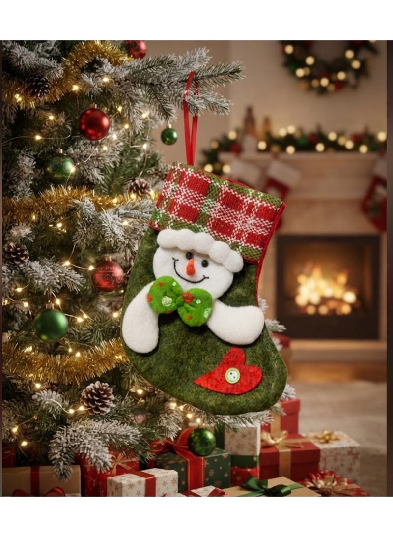 Small Stocking (16 x 10 cm) – Christmas Decoration / Hanging Tree Ornament – ​​Candy/Gift Bag Holder for Kids (Pack of 1)