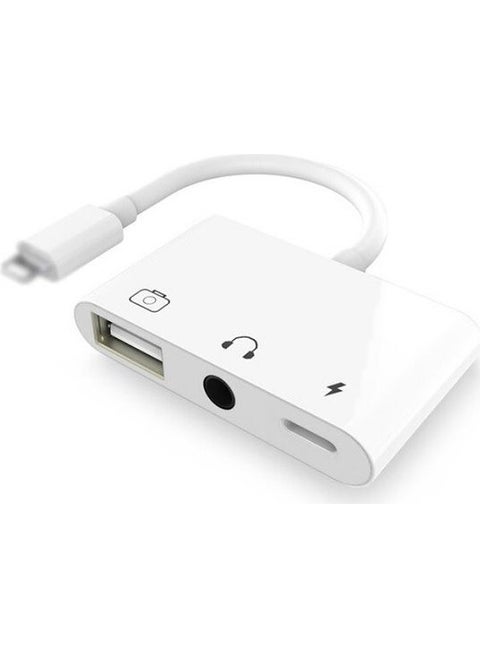 Polham Lightning 3in1 USB 3.5mm and Lightning Output Duplicator Adapter Camera Keyboard and Headphone Hub Adapter