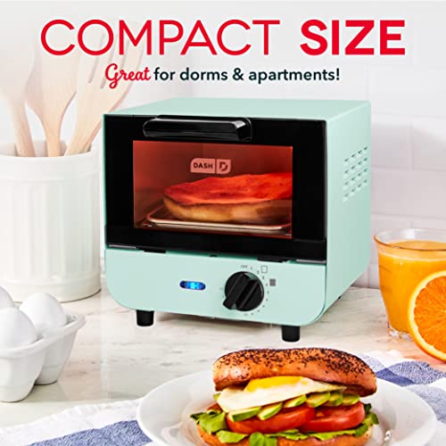 DASH Mini Toaster Oven Cooker for Bread, Bagels, Cookies, Pizza, Paninis & More with Baking Tray, Rack, Auto Shut Off Feature - Aqua - Image 2