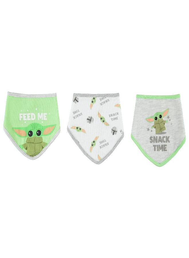 STAR WARS STAR WARS Baby Boys Baby Yoda Bandana Bibs 3 Pack Set for Feeding, Teething, and Drooling (Green/White/Grey, 0-12 Months) - Image 2