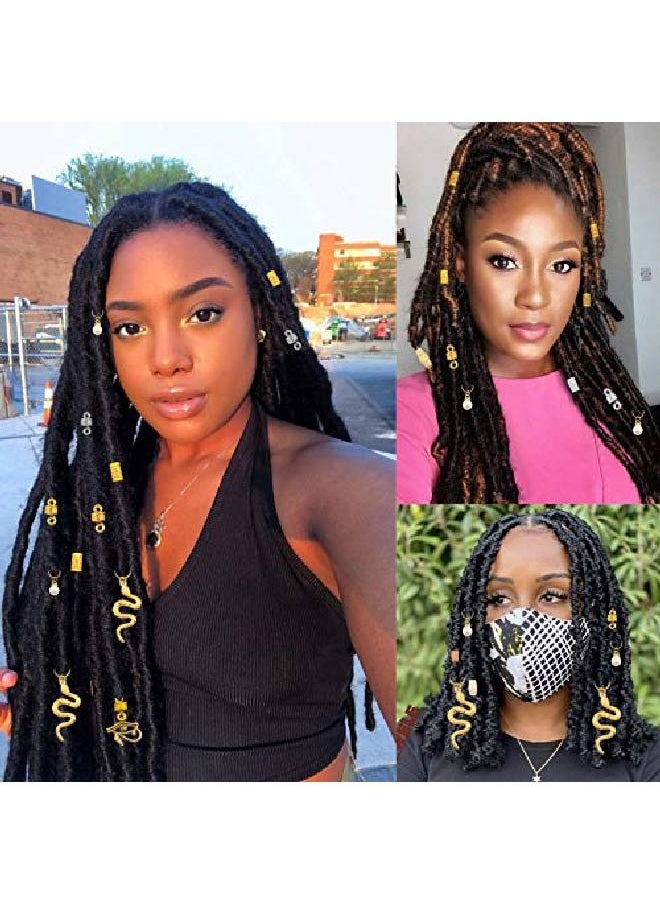 Messen 121Pcs Dreadlocks Jewelry Crystal Wire Wrapped Loc Adornment Imitation Wood Beads Braid Accessories Hair Cuffs Beard Tube Beads Hair Coils Rings Pearl Pendants For Braids Hair Clip Decoration  - Image 5
