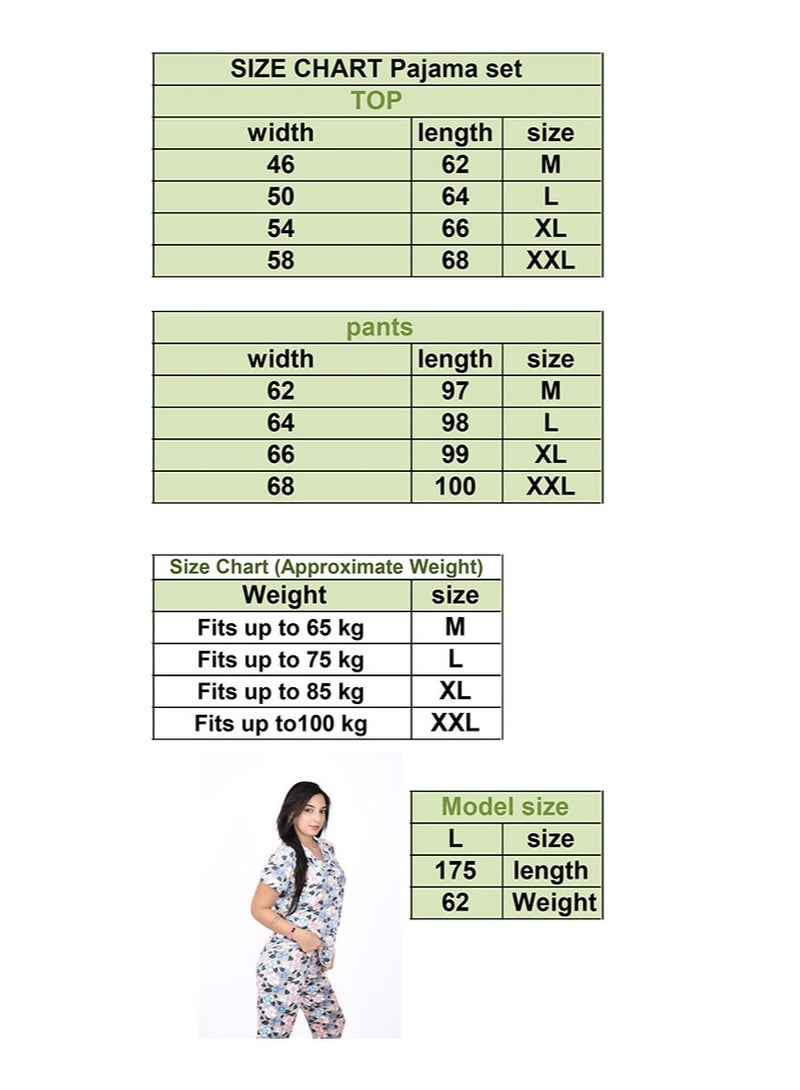 Women's Homewear – Printed Flower Pajamas with Buttons - Image 4