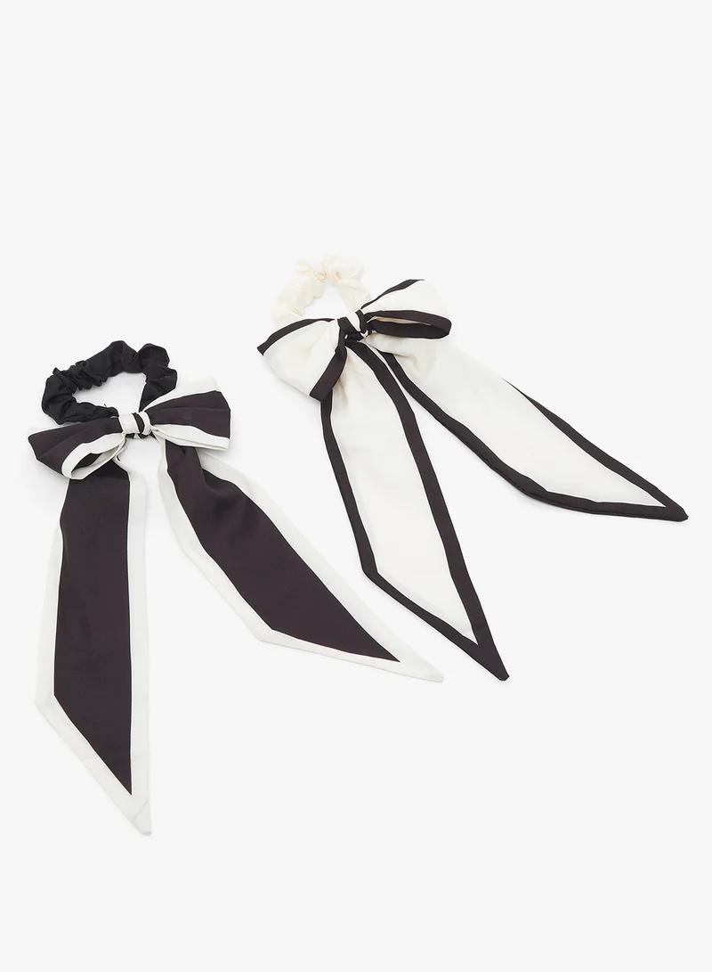 جينجر 2PK Satin Bow Scrunchie