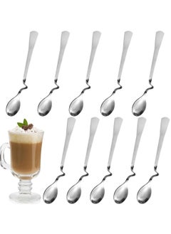 KASTWAVE Coffee Spoons,10 Pieces Latte Macchiato Spoon Tea Spoons Stainless Steel Espresso Spoon Honey Spoon Long Drink Spoon with Kink for Home Office Cafe Travel  - Image 1