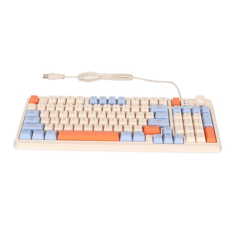 XUNFOX Gaming Keyboard 94 Keys Compact Layout Immersive Mixed Color Backlighting - Enhanced Mechanical Feel Wired Computer Keyboard for Office Notebook - Image 1