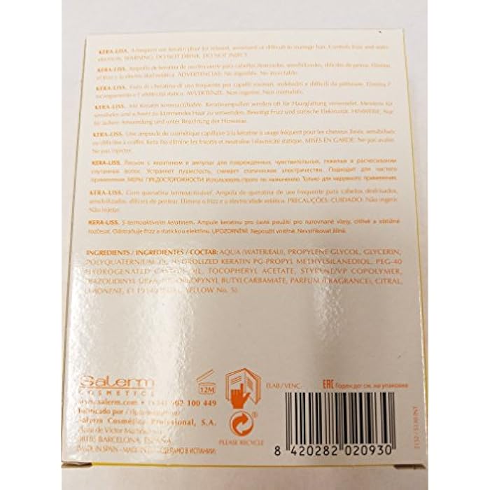Salerm Cosmetics Kera-liss - 4 Vials x 0.44 oz - Image 2