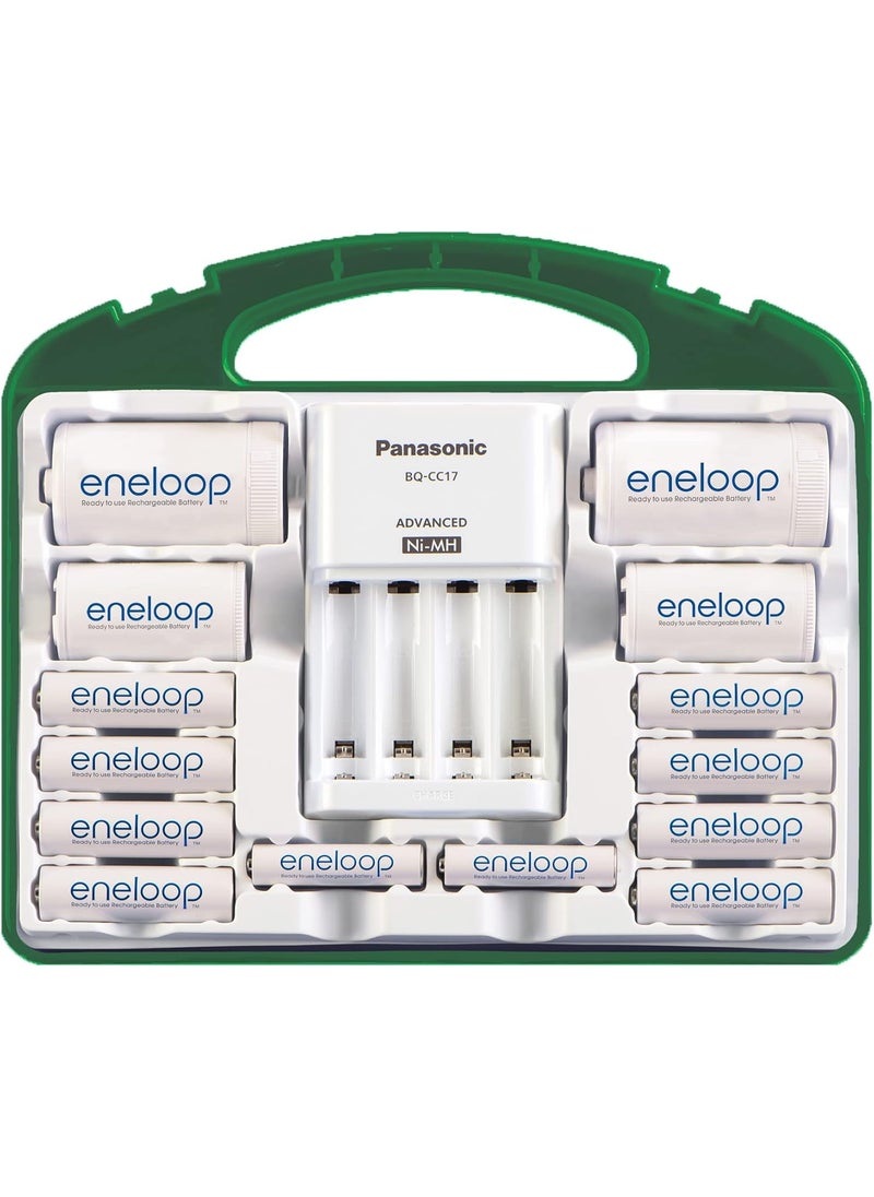 eneloop Panasonic KJ17MCC82A eneloop Power Pack 8AA 2AAA 2 C Adapters 2 D Adapters Advanced Individual Battery Charger and Plastic Storage Case  - Image 3