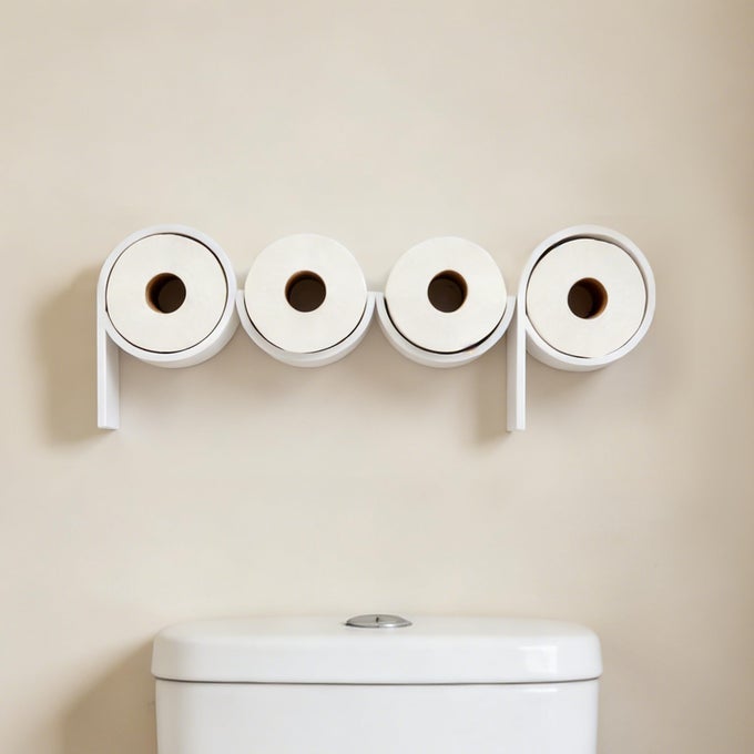 FUNNY TOILET PAPER ROLL HOLDER HUMOROUS POOP SIGN BATHROOM DECOR CUTE SPACESAVING WALL MOUNT DECOR FUNCTIONAL BATHROOM STORAGE ACCESSORIES