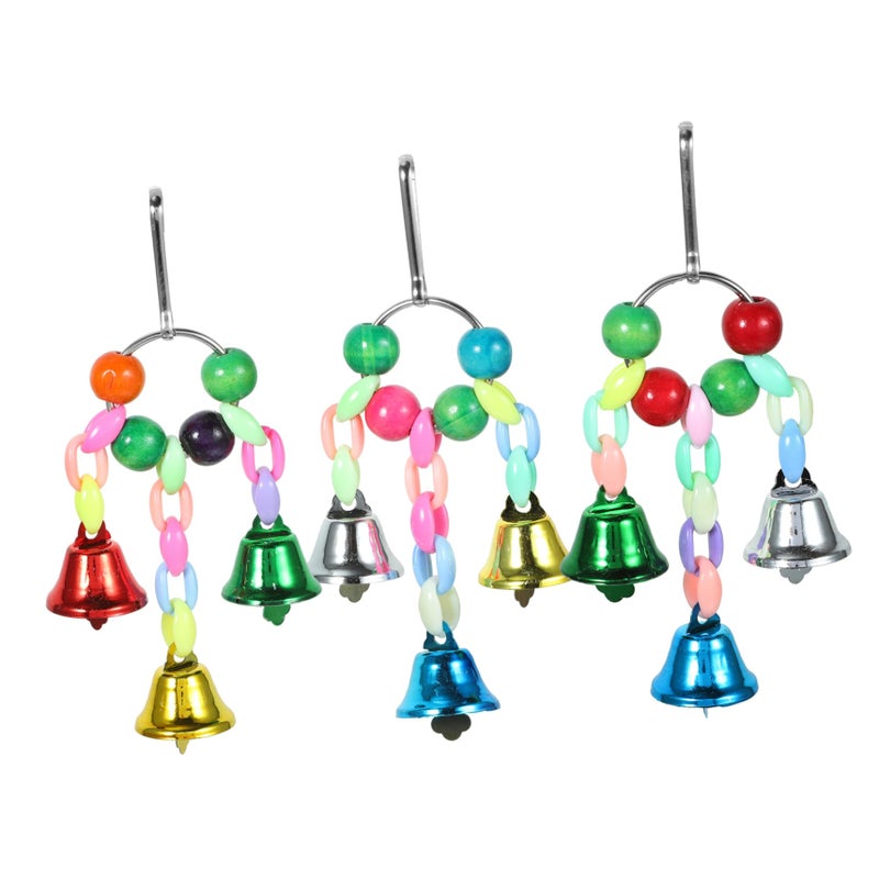 3 Pcs Bird Cage Hanging Bell Toys For Parakeets And Other Birds Play And Home Decoration - Image 2
