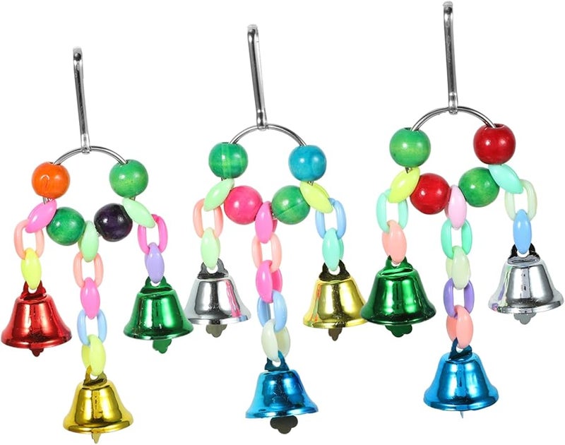 3 Pcs Bird Cage Hanging Bell Toys For Parakeets And Other Birds Play And Home Decoration - Image 1