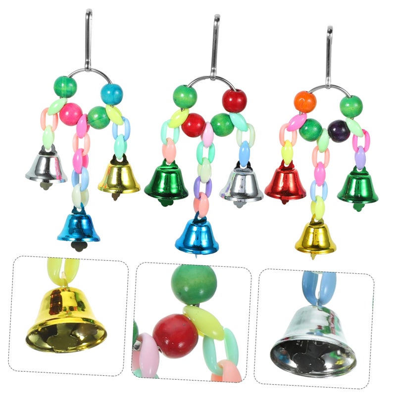3 Pcs Bird Cage Hanging Bell Toys For Parakeets And Other Birds Play And Home Decoration - Image 5