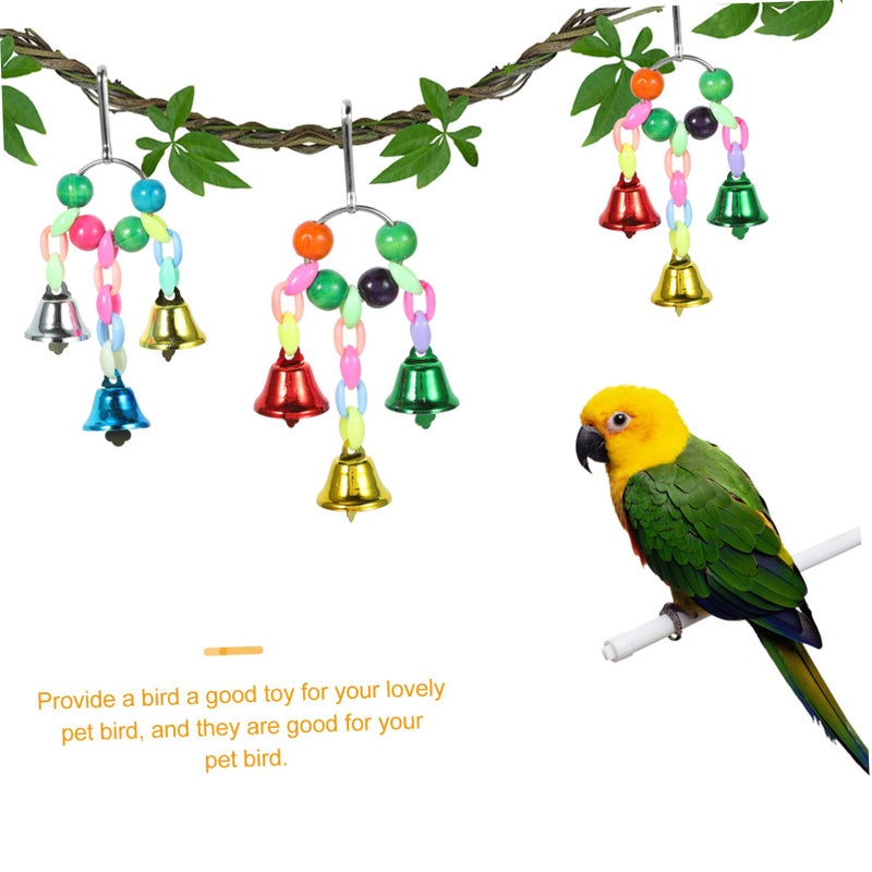 3 Pcs Bird Cage Hanging Bell Toys For Parakeets And Other Birds Play And Home Decoration - Image 3