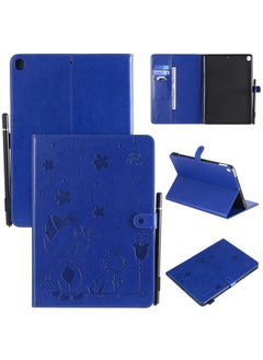 Case Cover For iPad 10.2 / Air 2019 / Pro 10.5 Cat Bee Embossing Pattern Horizontal Flip Leather Case with Holder & Card Slots & Wallet & Pen Slot & Wake-up / Sleep Function Blue