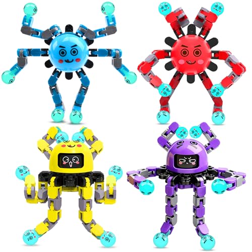 ASIOWELY Transformable Fidget Spinner Toys for Kids and Adults4 PCS Sensory Toy for Boys Girl ADHD Stress ReliefEaster Basket Stuffers Gifts Fingertip Gyros Birthdays Travel Party Favors for Teens - Image 1