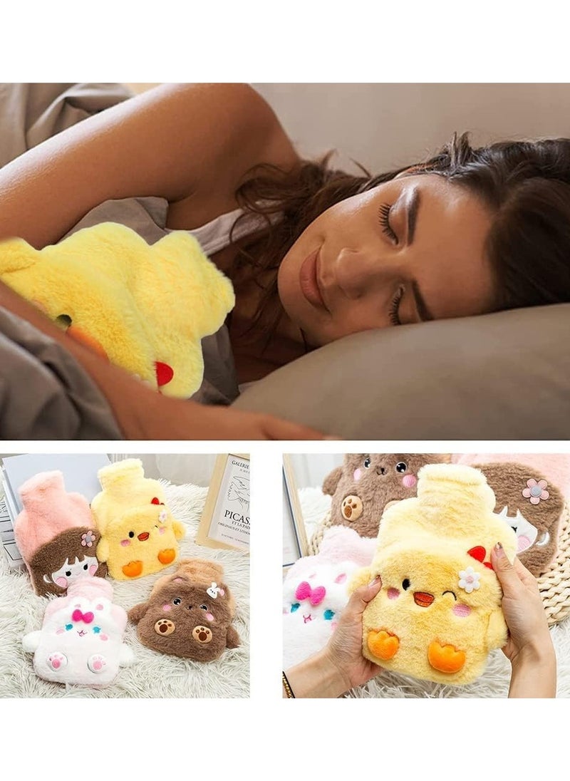 SYOSI Rubber Hot Water Bottles Pain Relief with Cute Faux Fur Cover Women Kids Child 3D Cartoon Pattern Hot Water Bag Plush Cover Hot Water Bottle Warm Water Bag for Period Cramps Pain 500ml  - Image 4