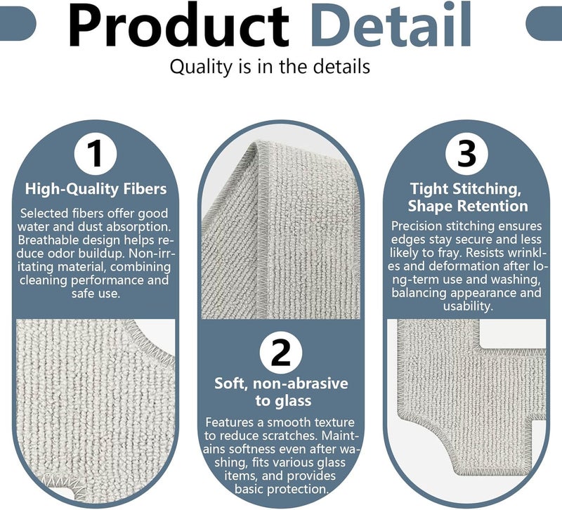 Winbot Replacement Cloths: 9 Gray Washable Reusable Robot Cleaning Cloths - Compatible With Winbot W1 W1 Pro W2 Omni Window Cleaning Robots for Window Maintenance and Robot Accessory Replacement - Image 3