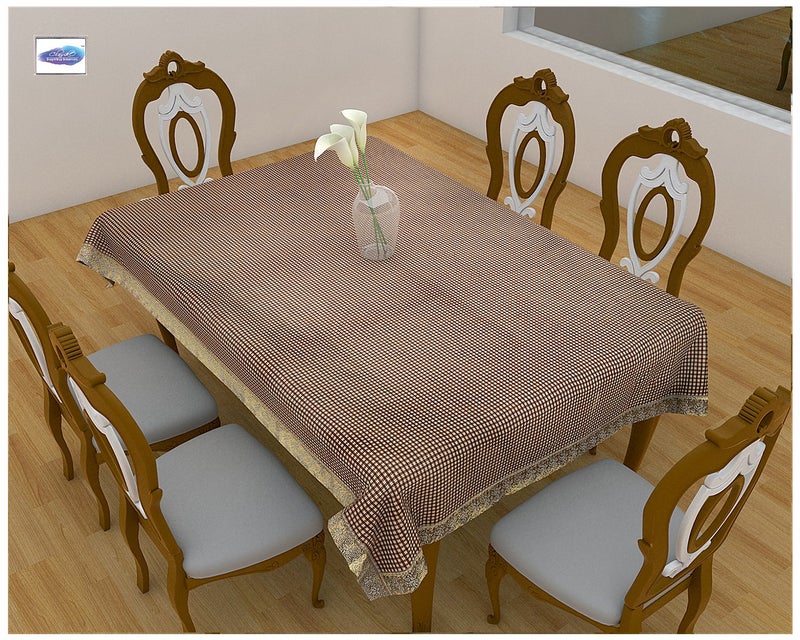 Clasiko 6 Seater PVC Table Cover Beige Black Checks Anti Slip 60x90 Inches 6 Seater
