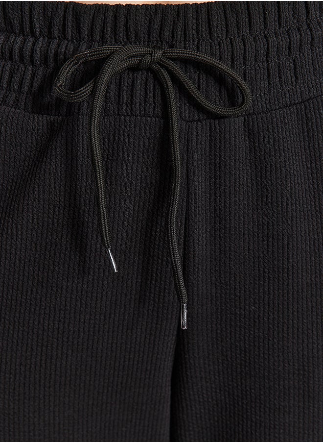 trendyol Black Wide Leg/Wide Leg Corduroy High Waist Knitted Sweatpants TWOAW24EA00027  - Image 5