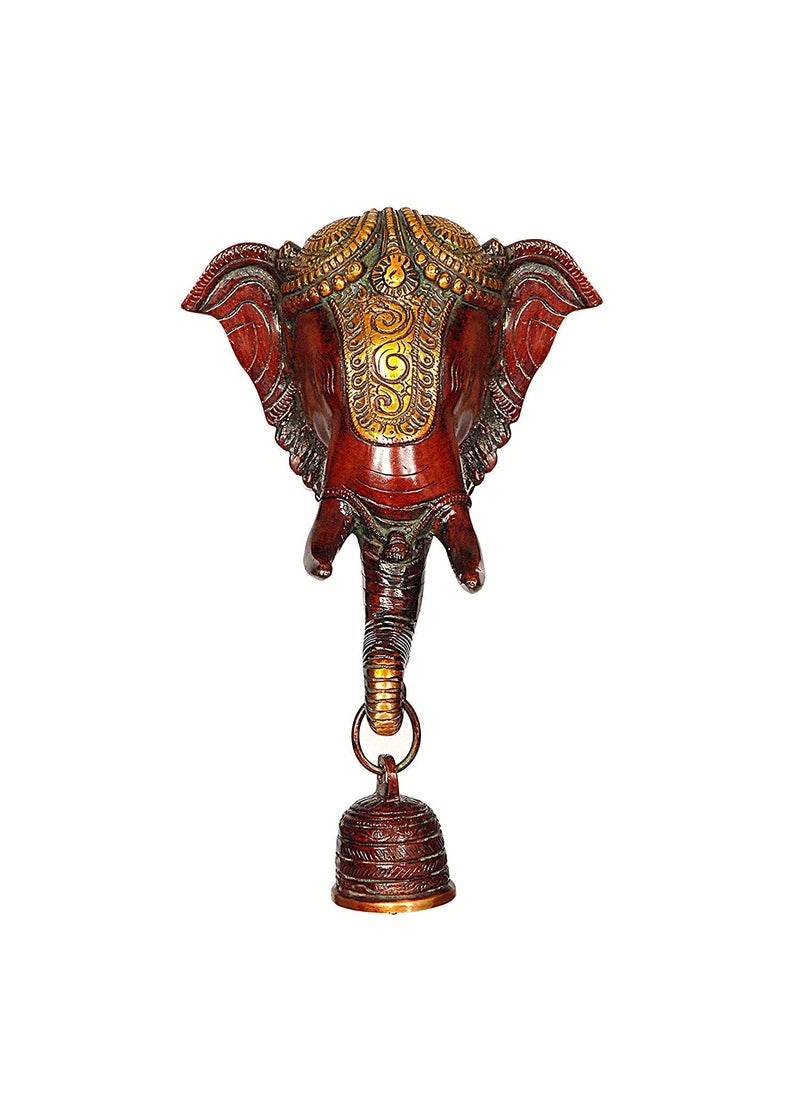 Idol Collections Colored Elephant Head Face Wall Hanging Indian Brass Bell Wall Sculpture Room Decoration Gifts 10 Large  - Image 3