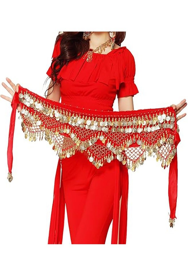 Belly dance belt (red and gold) - Image 1