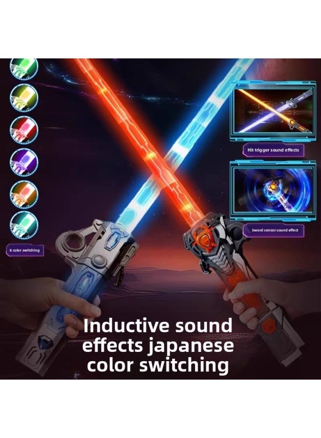 Loquat Cool Retractable Lightsaber Genuine Children's Toy Boy Luminous Sword Two-in-One Silver Light Stick Laser Sword Fluorescent-Color:Rose Gold - 1 Telescopic Sword (8 Colors Transformation + Free Type- - Image 4