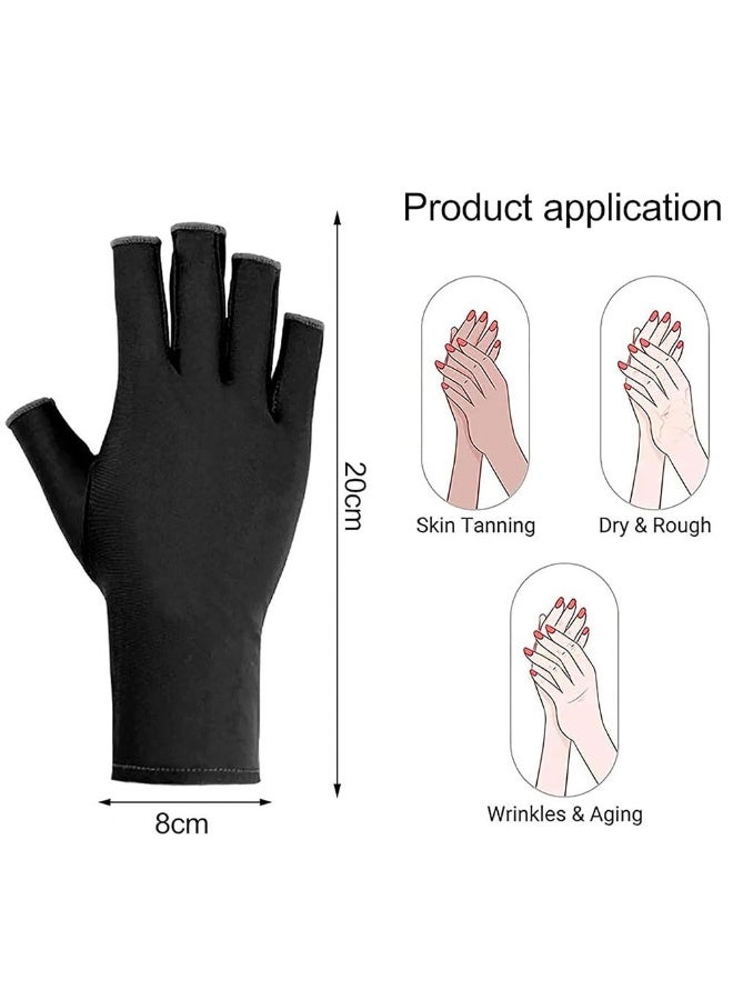 JZS UV Gloves for Nails - UPF80+ High-tech Professional UV Gloves for Manicures, Anti UVA & UVB 999+ UV Gloves for Gel Nail Lamp Skin Care Fingerless Gloves Prevent Hands from UV Harm - Image 2