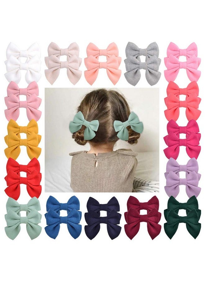 choicbaby 32Pcs/16Colors 3.5 Inches Baby Girls Hair Bows Clips Alligator Clips Felt Woolen Hair Barrettes Hair Accessories For Toddlers Infants Kids And Little Girls  - Image 1