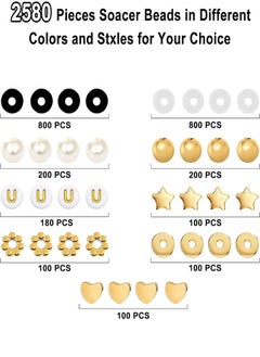 Generic Bracelet Making Kit, Clay Beads for Bracelet Making Pearls Gold Letter Beads for Bracelets Making Kit  Spacer Beads for Jewelry Bracelet Making Kit for Bracelets, Necklaces, Earrings, DIY  - Image 2