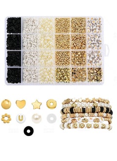 Generic Bracelet Making Kit, Clay Beads for Bracelet Making Pearls Gold Letter Beads for Bracelets Making Kit  Spacer Beads for Jewelry Bracelet Making Kit for Bracelets, Necklaces, Earrings, DIY  - Image 1