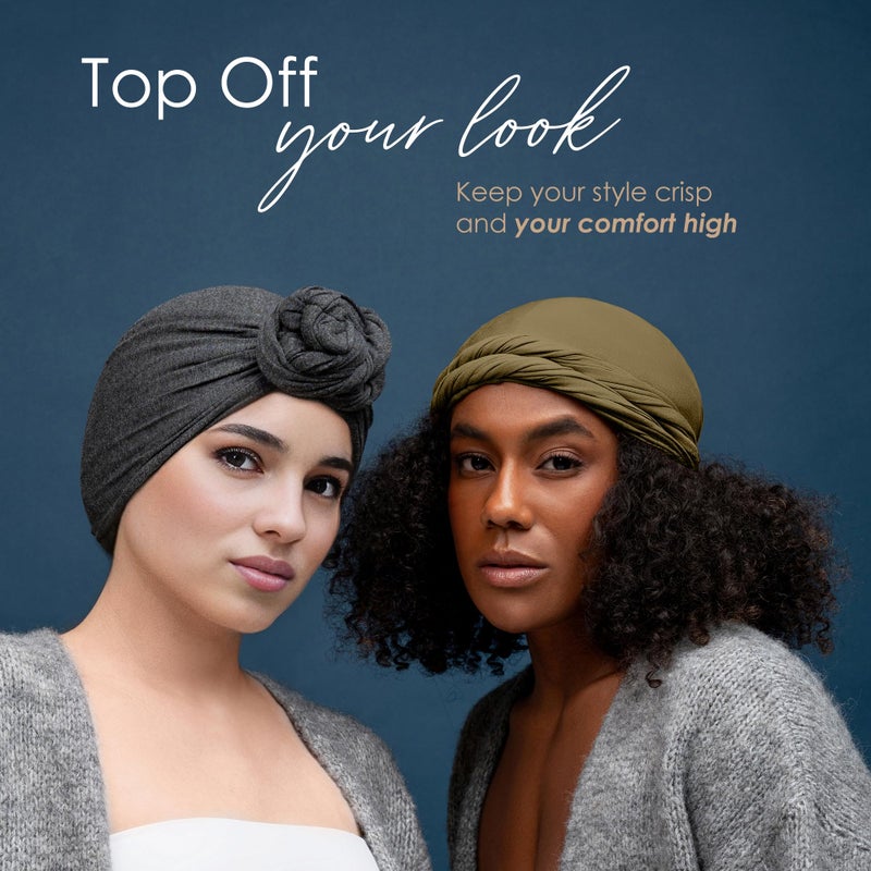 CAPLORD Silk Durag Satin Lined Halo Turban Head Wrap Pre-Tied Skull Cap for Men and Women Sleeping Bonnet Hair Cover Chemo Hair Loss Hat Night Bonnet Olive Green - Image 5