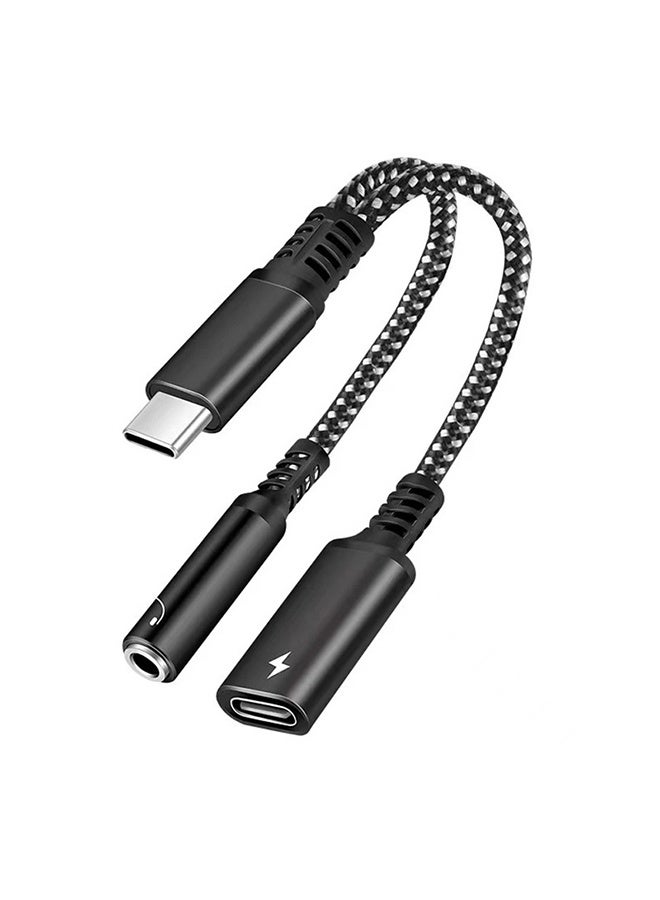 محول شاحن وسماعة رأس من USB C إلى 3.5 مم، 2 في 1 USB C إلى مقبس صوت Aux مع كابل دونجل شحن سريع PD لهاتف iPhone 15/15 Pro Max، Galaxy S23/S22/S21 Ultra، iPad Pro - Image 1