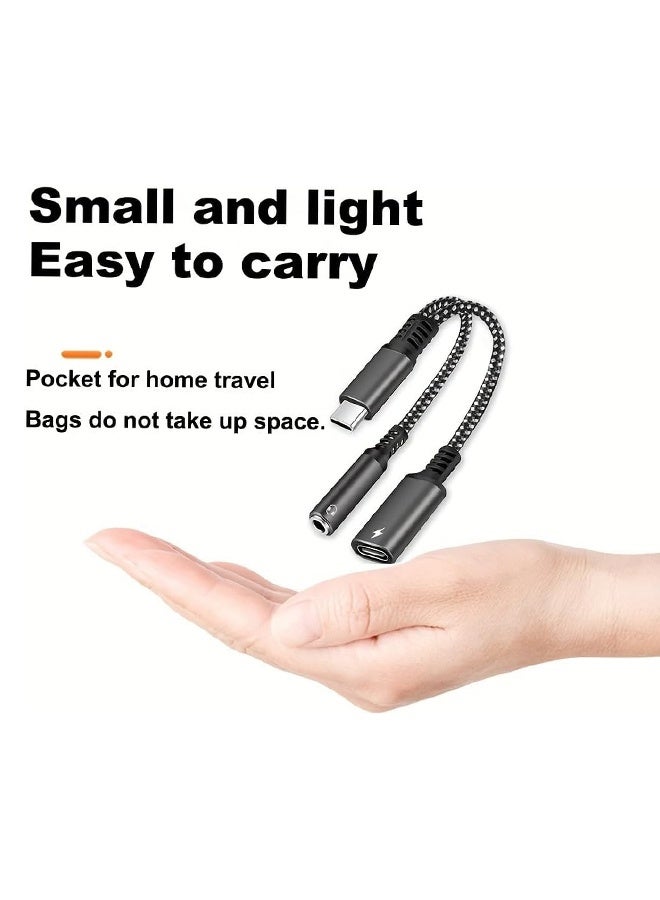 محول شاحن وسماعة رأس من USB C إلى 3.5 مم، 2 في 1 USB C إلى مقبس صوت Aux مع كابل دونجل شحن سريع PD لهاتف iPhone 15/15 Pro Max، Galaxy S23/S22/S21 Ultra، iPad Pro - Image 5