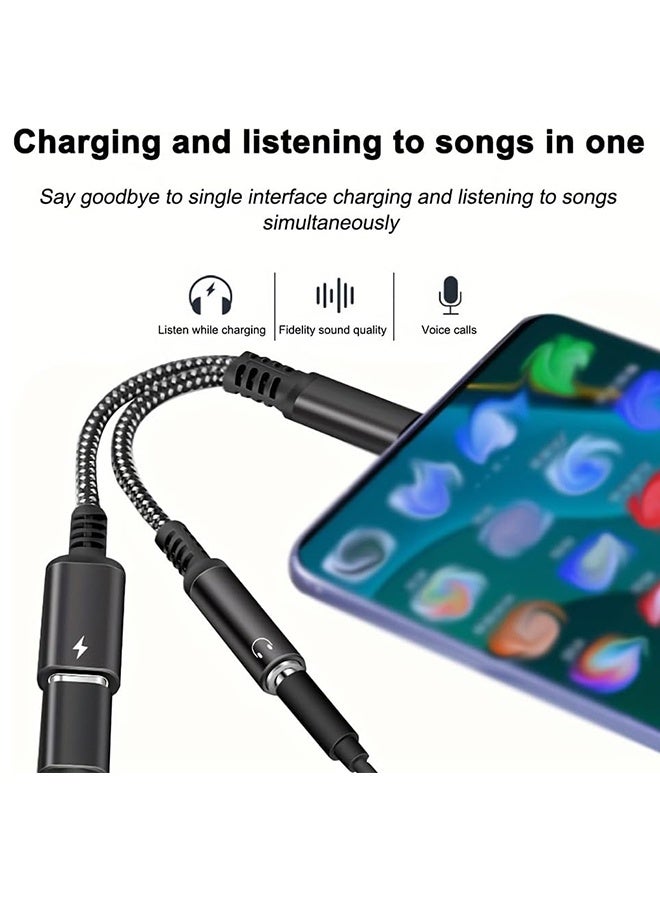 محول شاحن وسماعة رأس من USB C إلى 3.5 مم، 2 في 1 USB C إلى مقبس صوت Aux مع كابل دونجل شحن سريع PD لهاتف iPhone 15/15 Pro Max، Galaxy S23/S22/S21 Ultra، iPad Pro - Image 3