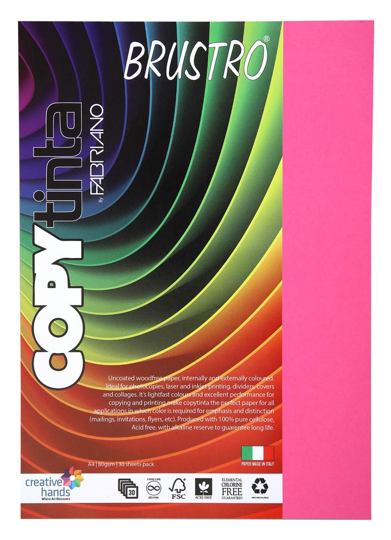Fabriano Copytinta Coloured Craft Paper A4 Size, 80 GSM, (60 sheets), Pink Shade (FUCSIA) | Ideal for photocopies, laser, prints, fax, dividers, covers, collages, craft, school, office - Image 4