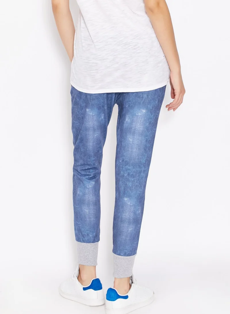 Ginger Ripped Printed Denim Joggers
