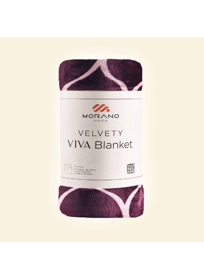 MORANO بطانية مورانو فيفا - نموذج مطبوع، 220x240 سم، رمي خفيف الوزن من بوليستر فائق النعومة مع لمسة أنيقة، ألوان عصرية، بطانية دافئة ومريحة للسرير أو الأريكة - Image 1