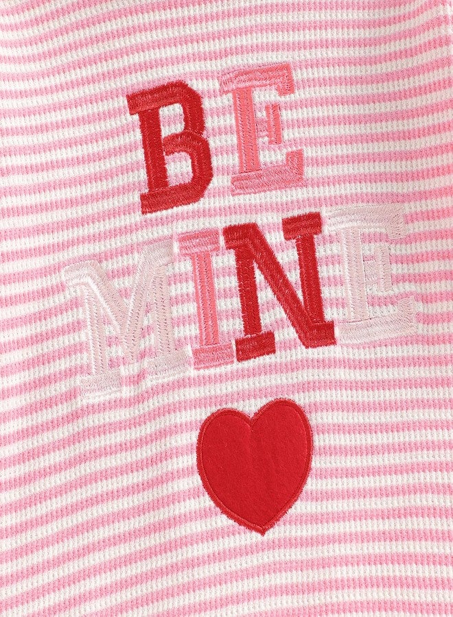 Nyapruwe Toddler Baby Girl Valentines Day Outfits Heart Long Sleeve Sweatshirts Tops Pants Sets Infant Winter Clothes (Pink, 18-24 Months) - Image 5