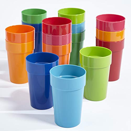 US Acrylic Spectrum Unbreakable Plastic 10 ounce Stackable Juice Tumblers in 8 Assorted Colors | Set of 16 Kids Drinking Cups | Reusable, BPA-free, Made in the USA, Top-rack Dishwasher Safe - Image 4