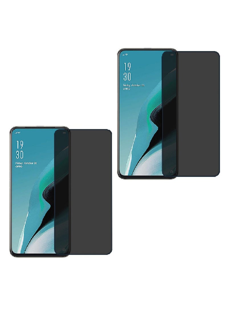 Super 2 Pieces Tempered Glass Screen Protector Anti-Spy Privacy  Designed For Oppo Reno2 F Full Screen Coverage And Bubble Free - Image 1