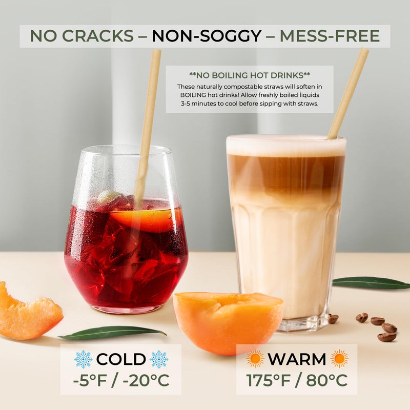 EcoPreps Biodegradable Sugarcane Straws | 300 Count  100% Compostable  Plastic-Free  & Eco-Friendly Drinking Straw | 7.8'' Sugar Fiber Disposable Straws  Smoothie Straw for Home  Restaurant  Parties - Image 3
