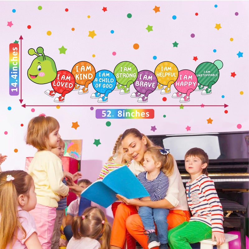 Haiddle Kids Wall Stickers Decor Colorful Inspirational Wall Decals Baby Nursery Wall Decal Peel and Stick Motivational I Am Quotes Walls Art Vinyl Decals Polka Dots Murals for Classroom Bedroom Decor - Image 3