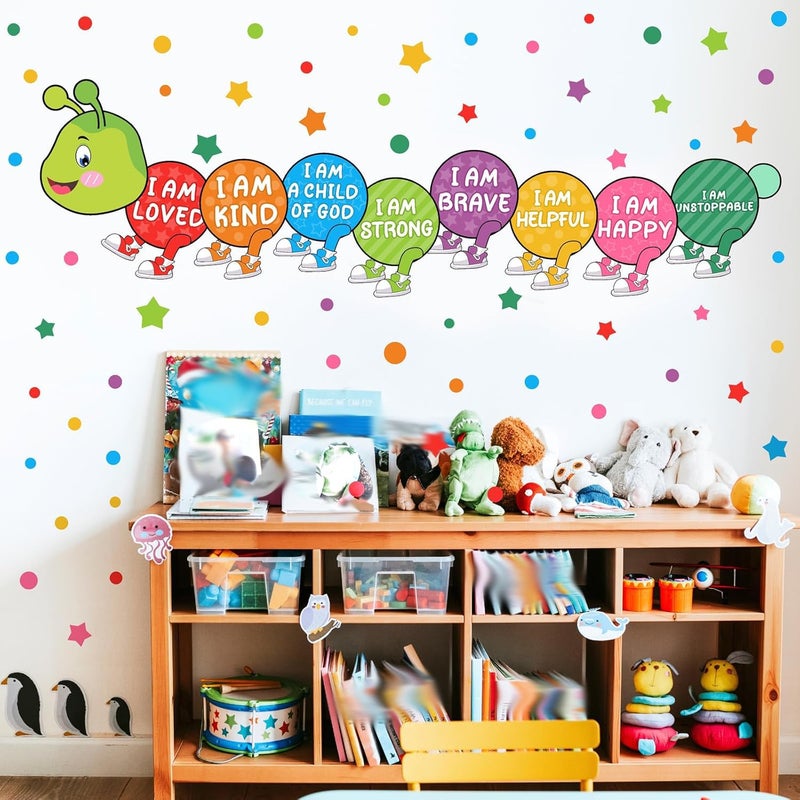 Haiddle Kids Wall Stickers Decor Colorful Inspirational Wall Decals Baby Nursery Wall Decal Peel and Stick Motivational I Am Quotes Walls Art Vinyl Decals Polka Dots Murals for Classroom Bedroom Decor - Image 2